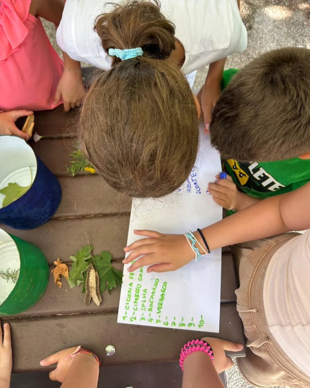 Bambini durante un'attività didattica all'aperto